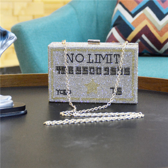 Feng Rhinestone Black Card Dinner Bag Trendy Diamond Party Clutch - Dana Fashion