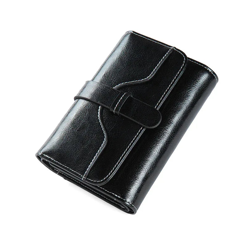 Buckle Vintage Oil Wax Leather Small Coin Wallet - DanaFashionstore