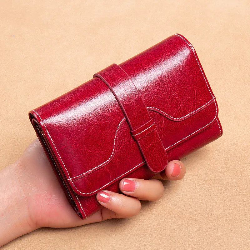 Buckle Vintage Oil Wax Leather Small Coin Wallet - DanaFashionstore