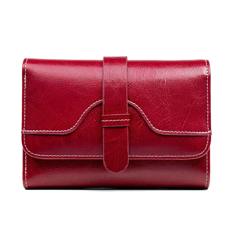 Buckle Vintage Oil Wax Leather Small Coin Wallet - DanaFashionstore