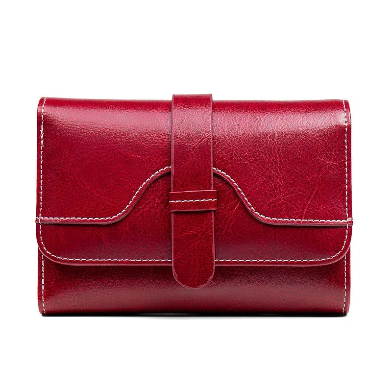 Buckle Vintage Oil Wax Leather Small Coin Wallet - DanaFashionstore