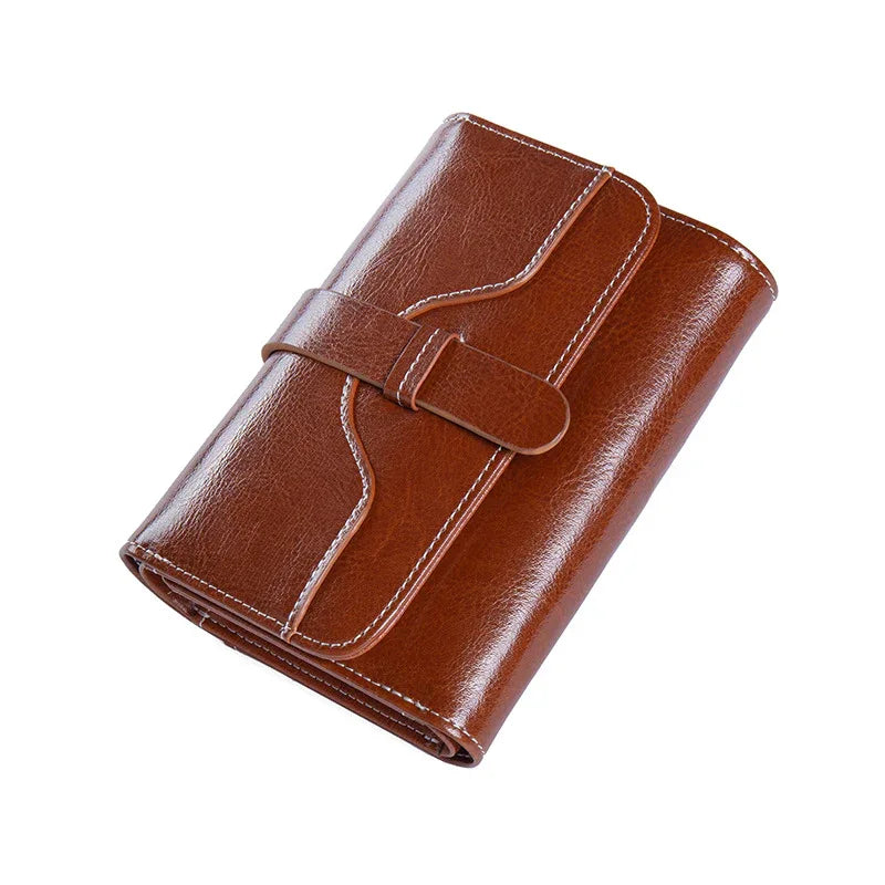 Buckle Vintage Oil Wax Leather Small Coin Wallet - DanaFashionstore
