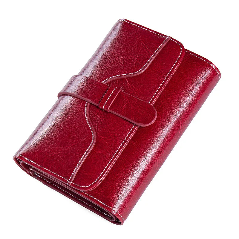 Buckle Vintage Oil Wax Leather Small Coin Wallet - DanaFashionstore