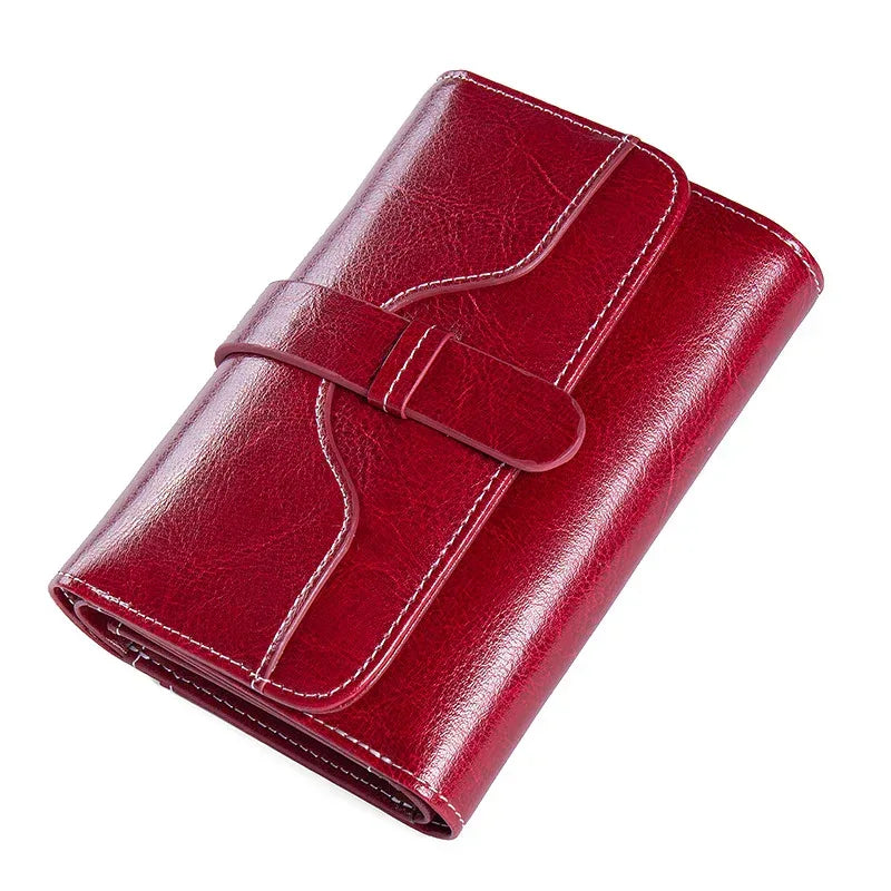 Buckle Vintage Oil Wax Leather Small Coin Wallet - DanaFashionstore