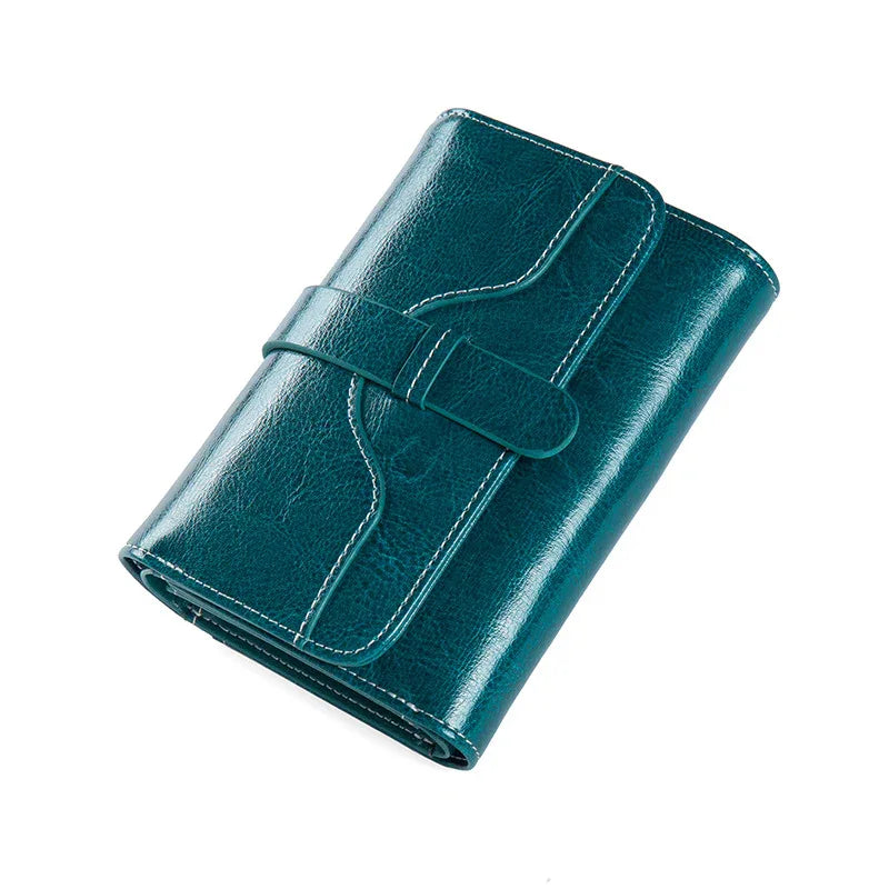 Buckle Vintage Oil Wax Leather Small Coin Wallet - DanaFashionstore