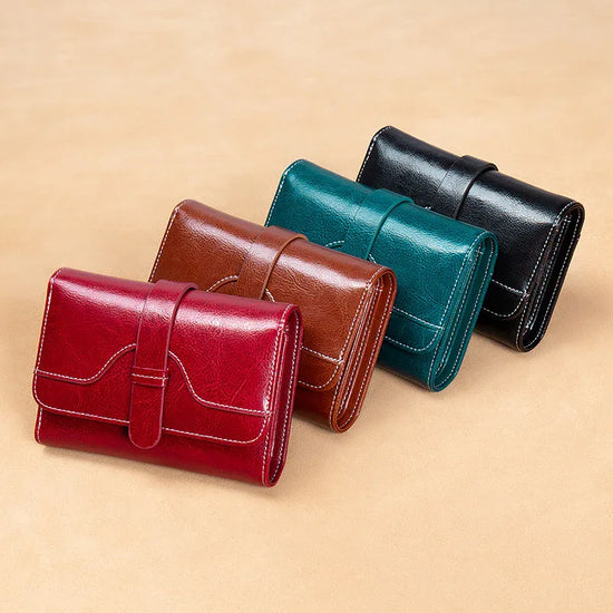 Buckle Vintage Oil Wax Leather Small Coin Wallet - DanaFashionstore
