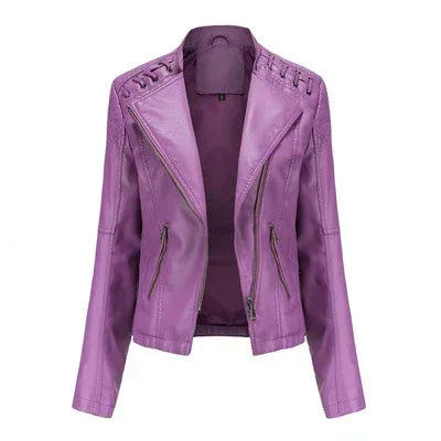 Women's Slim Leather Motorcycle Jackets 2026 - Short Biker Jacket - DanaFashionstore