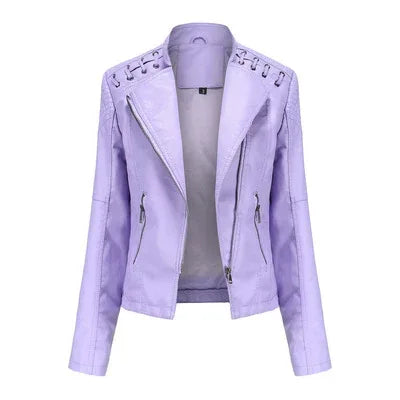 Women's Slim Leather Motorcycle Jackets 2026 - Short Biker Jacket - DanaFashionstore