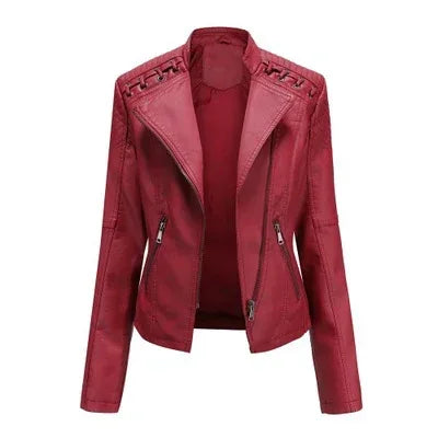 Women's Slim Leather Motorcycle Jackets 2026 - Short Biker Jacket - DanaFashionstore