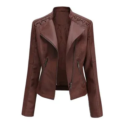 Women's Slim Leather Motorcycle Jackets 2026 - Short Biker Jacket - DanaFashionstore
