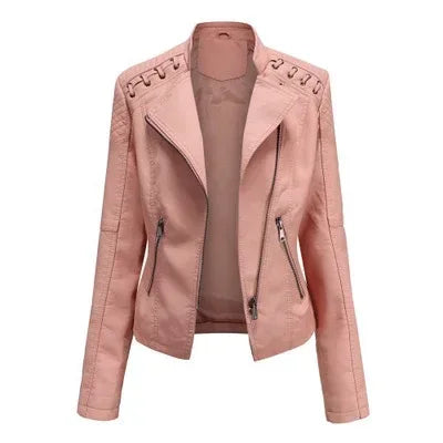 Women's Slim Leather Motorcycle Jackets 2026 - Short Biker Jacket - DanaFashionstore