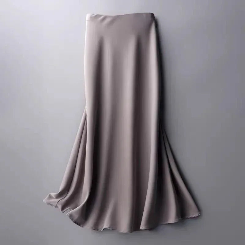 High waist solid color satin skirt - DanaFashionstore