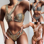 Sm-1952 Bikini Sexy Bikini Bronzing Fabric Snake Pattern Swimsuit Ladies One-Piece Swimwear New - DanaFashionstore