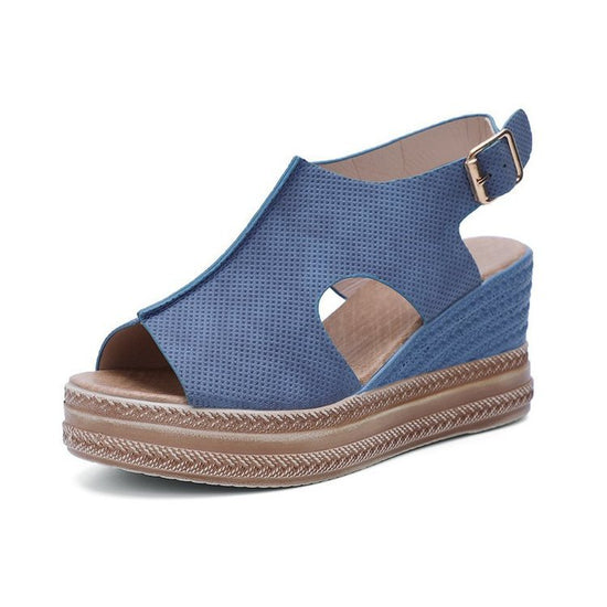 Sandals Platform Women's Shoes Summer Hollow Fish Mouth Wedge Sandals