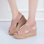 Sandals Platform Women's Shoes Summer Hollow Fish Mouth Wedge Sandals - DanaFashionstore
