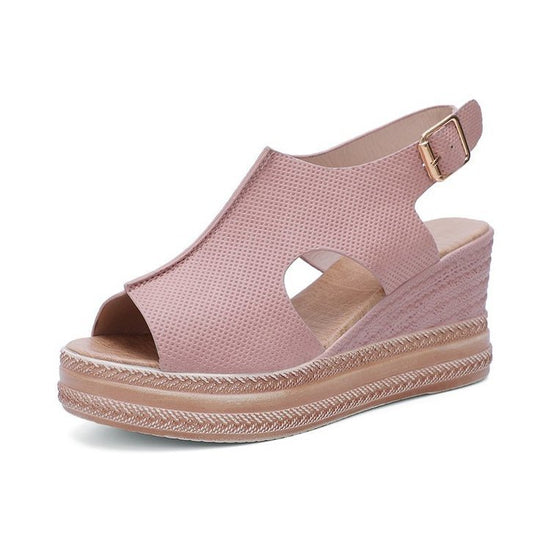 Sandals Platform Women's Shoes Summer Hollow Fish Mouth Wedge Sandals