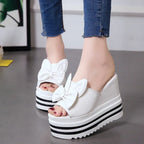 Sandals And Slippers Women'S Shoes Summer And Korean Version Of High-Heeled Wedge-Heeled Thick Bottom, All-Match Non-Slip Inner Heightening, White Outer Wear One-And-A-Half Drag - DanaFashionstore