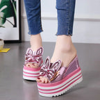 Sandals And Slippers Women'S Shoes Summer And Korean Version Of High-Heeled Wedge-Heeled Thick Bottom, All-Match Non-Slip Inner Heightening, White Outer Wear One-And-A-Half Drag - DanaFashionstore