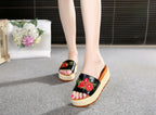 Sandals And Slippers Women'S Shoes Summer And Korean Version Of High-Heeled Wedge-Heeled Thick Bottom, All-Match Non-Slip Inner Heightening, White Outer Wear One-And-A-Half Drag - DanaFashionstore