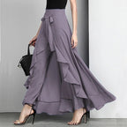 Irregular Ruffled High-Waist Lace-Up Trousers