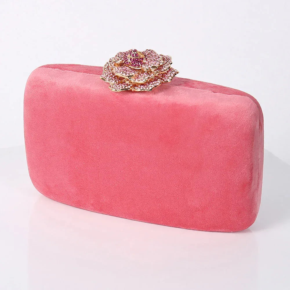 New Diamond Decoration Evening Bag PU Flannel Clutch Bag Chain Satchel Banquet Dress Bag Party Evening Gift Bag Evening Bag - DanaFashionstore