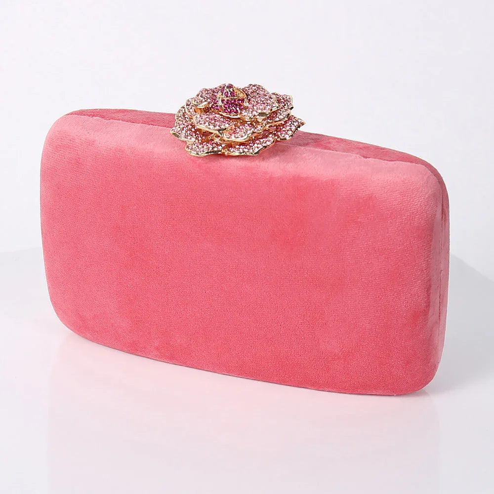 New Diamond Decoration Evening Bag PU Flannel Clutch Bag Chain Satchel Banquet Dress Bag Party Evening Gift Bag Evening Bag - DanaFashionstore