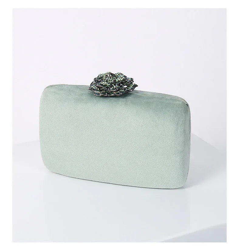 New Diamond Decoration Evening Bag PU Flannel Clutch Bag Chain Satchel Banquet Dress Bag Party Evening Gift Bag Evening Bag - DanaFashionstore