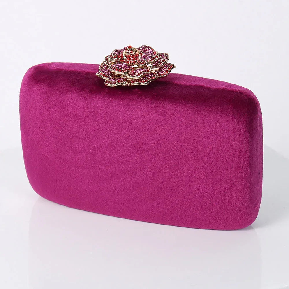 New Diamond Decoration Evening Bag PU Flannel Clutch Bag Chain Satchel Banquet Dress Bag Party Evening Gift Bag Evening Bag - DanaFashionstore