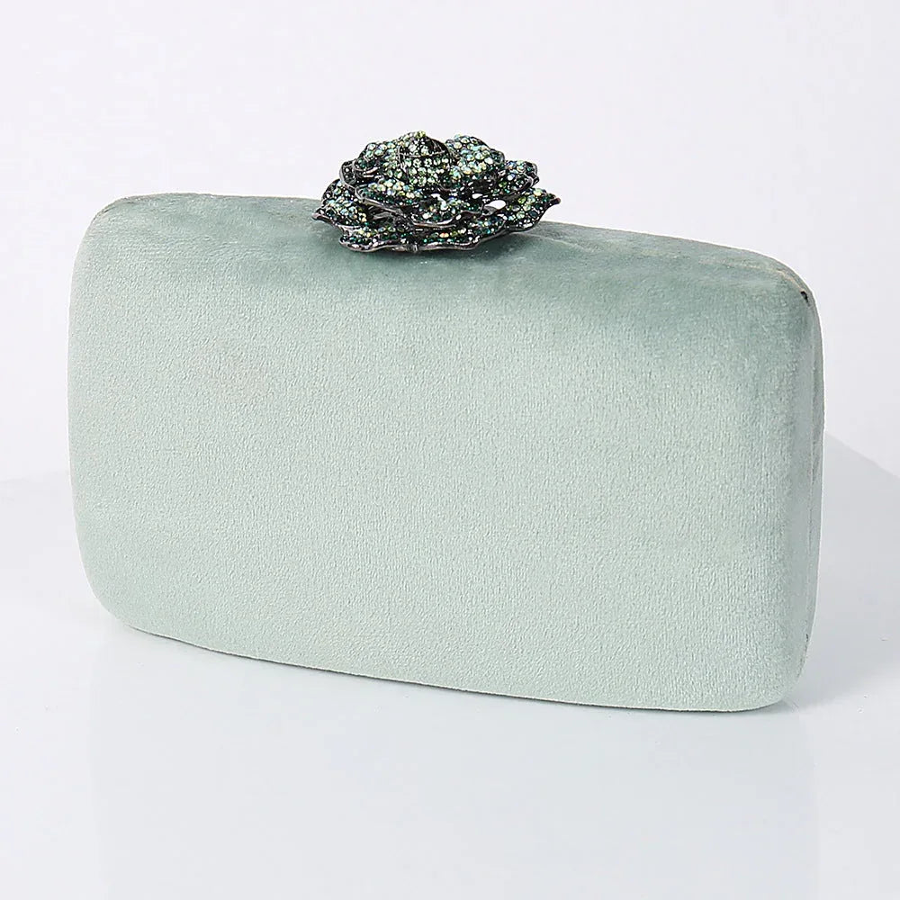 New Diamond Decoration Evening Bag PU Flannel Clutch Bag Chain Satchel Banquet Dress Bag Party Evening Gift Bag Evening Bag - DanaFashionstore
