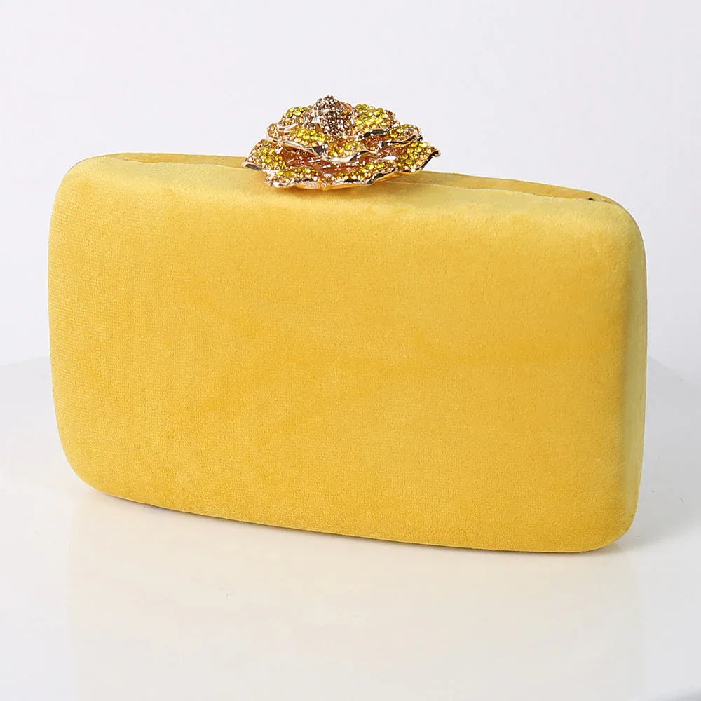 New Diamond Decoration Evening Bag PU Flannel Clutch Bag Chain Satchel Banquet Dress Bag Party Evening Gift Bag Evening Bag - DanaFashionstore