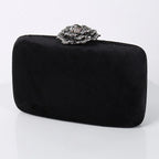 New Diamond Decoration Evening Bag PU Flannel Clutch Bag Chain Satchel Banquet Dress Bag Party Evening Gift Bag Evening Bag - DanaFashionstore
