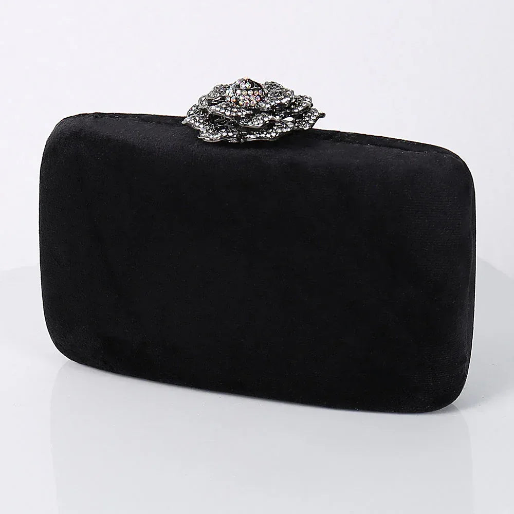 New Diamond Decoration Evening Bag PU Flannel Clutch Bag Chain Satchel Banquet Dress Bag Party Evening Gift Bag Evening Bag - DanaFashionstore