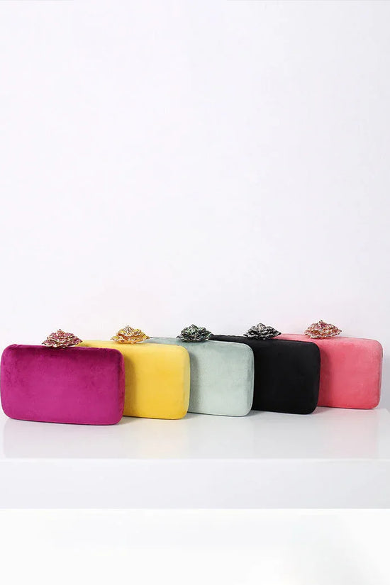 New Diamond Decoration Evening Bag PU Flannel Clutch Bag Chain Satchel Banquet Dress Bag Party Evening Gift Bag Evening Bag - DanaFashionstore