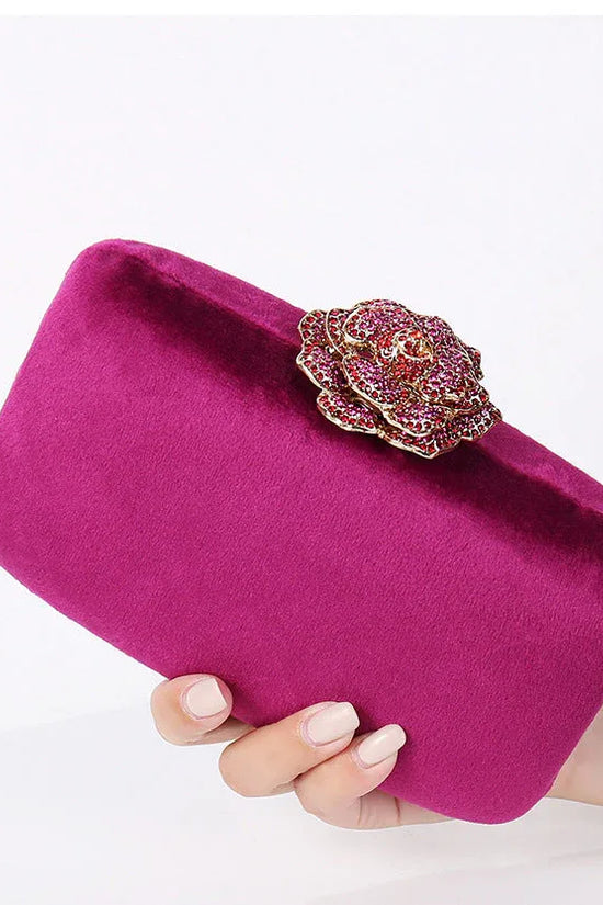 New Diamond Decoration Evening Bag PU Flannel Clutch Bag Chain Satchel Banquet Dress Bag Party Evening Gift Bag Evening Bag - DanaFashionstore