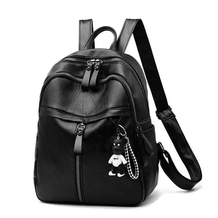Backpack Pu Leather Soft Surface Large Capacity Student School Bag Travel Backpack - DanaFashionstore