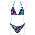 Printed Halter Lace Open Back European and American Sexy Split Bikini Swimsuit - DanaFashionstore