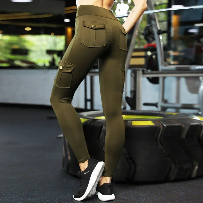 Net Red Pocket Fitness Pants Women Stretch Tight Sexy Sports Pants - DanaFashionstore
