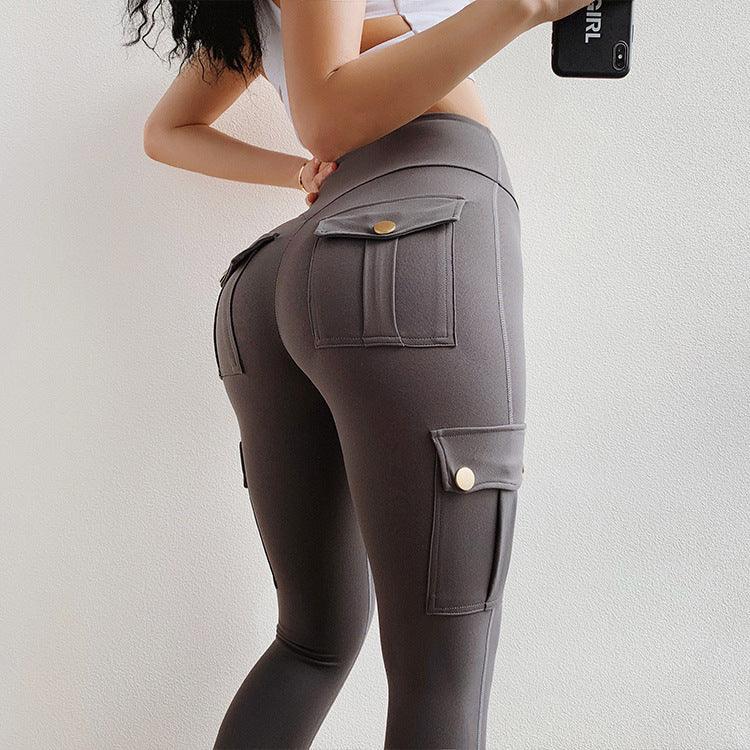 Net Red Pocket Fitness Pants Women Stretch Tight Sexy Sports Pants - DanaFashionstore