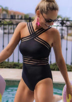 Swimsuit Bikini High Waist Leopard Print Stitching Bikini Ladies Swimsuit One-Piece - DanaFashionstore