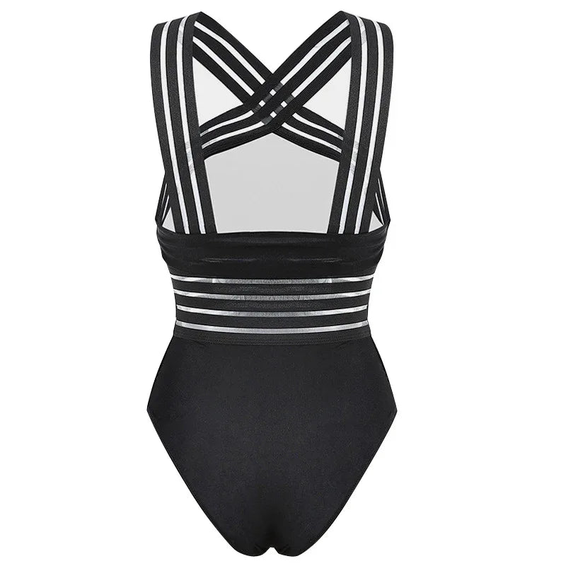 Swimsuit Bikini High Waist Leopard Print Stitching Bikini Ladies Swimsuit One-Piece - DanaFashionstore