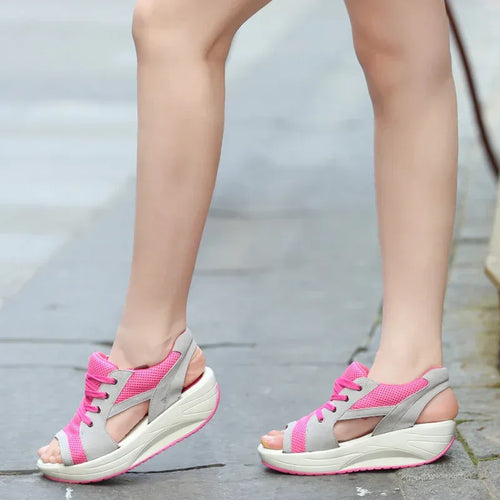 Cake-Soled Sandals, Thick-Soled Wedges, Breathable Swaying Shoes, Mesh Shoes, Casual Women'S Shoes - DanaFashionstore