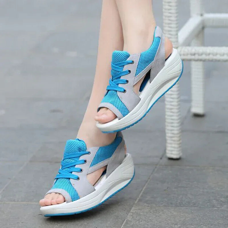 Cake-Soled Sandals, Thick-Soled Wedges, Breathable Swaying Shoes, Mesh Shoes, Casual Women'S Shoes - DanaFashionstore