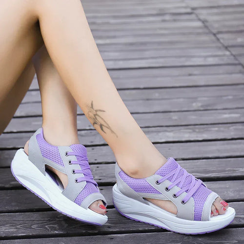 Cake-Soled Sandals, Thick-Soled Wedges, Breathable Swaying Shoes, Mesh Shoes, Casual Women'S Shoes - DanaFashionstore