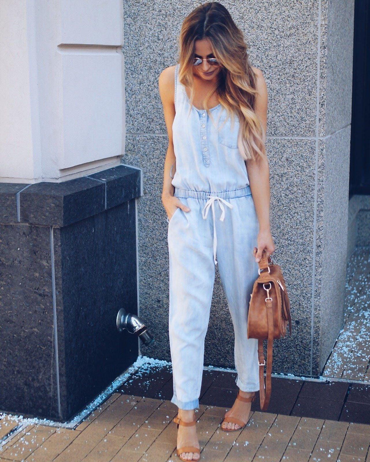 Casual Denim Vest Jumpsuit 2026 - Waist-Cinched Jean Jumpsuit - DanaFashionstore