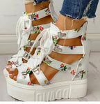 Roman Sandals High Heel Color Matching Cross Strapping Women'S Shoes - DanaFashionstore