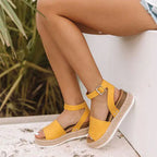 Spot Wish Amazon New Summer European And American Foreign Trade Hemp Rope Slope With Thick Bottom Large Size Fish Mouth Sandals Women - DanaFashionstore