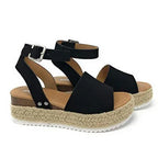 Spot Wish Amazon New Summer European And American Foreign Trade Hemp Rope Slope With Thick Bottom Large Size Fish Mouth Sandals Women - DanaFashionstore