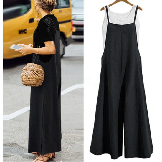 Loose One-Piece Wide-Leg Pants Casual Jumpsuit