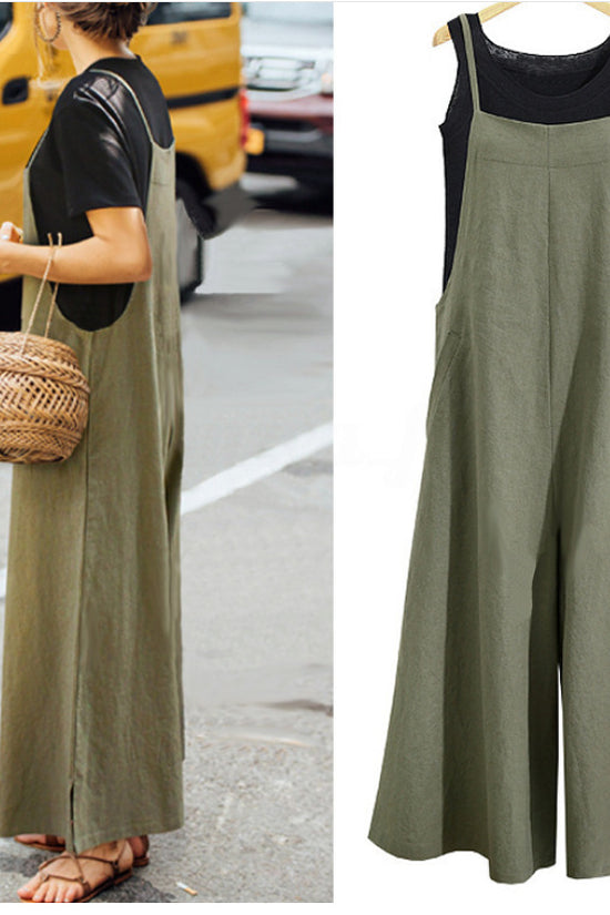 Loose One-Piece Wide-Leg Pants Casual Jumpsuit