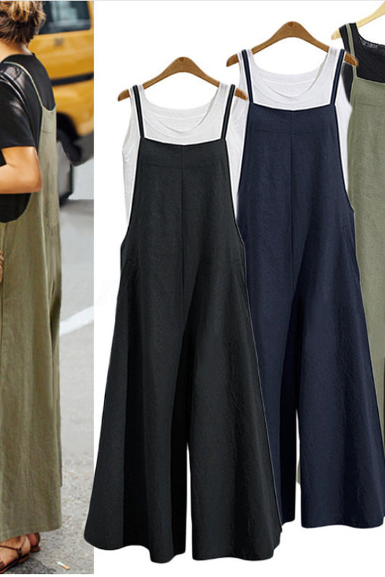 Loose One-Piece Wide-Leg Pants Casual Jumpsuit